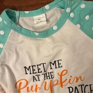 Kids Polka Dot Pumpkin Patch Shirt size 80‎ boutique style shirt old truck